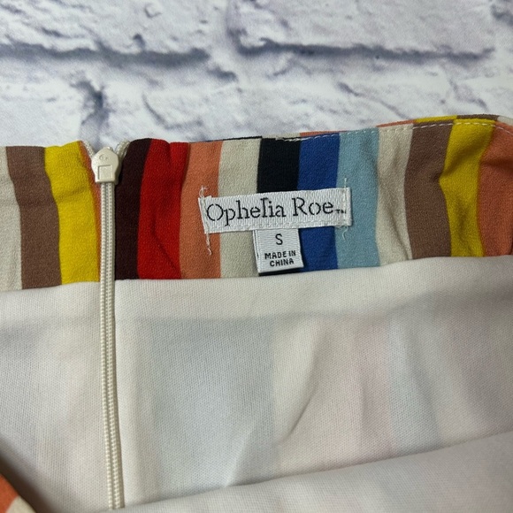 Ophelia Roe Colorful Striped Mini Skirt with Belt Accent. Size Small. - Picture 2 of 7